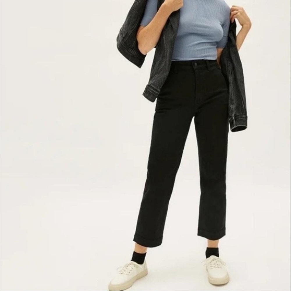 Everlane Cropped Straight Short Black Trousers